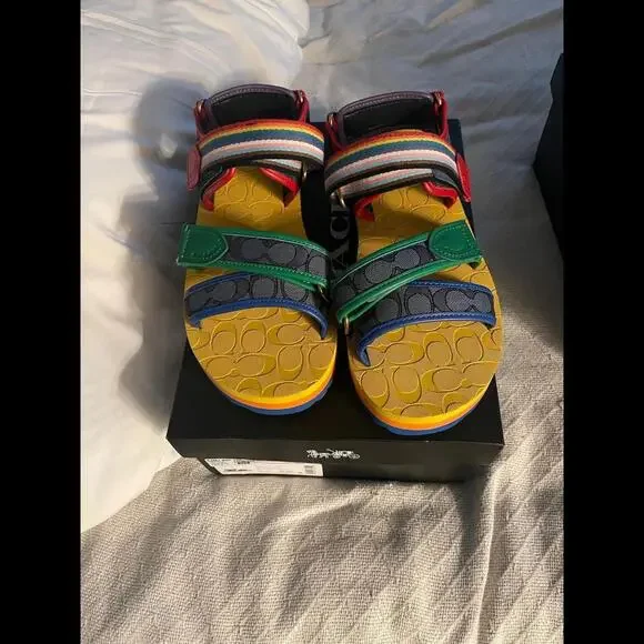 COACH PRD Sport Jacquard Leather Sandals SIZE 11 NEW RARE
